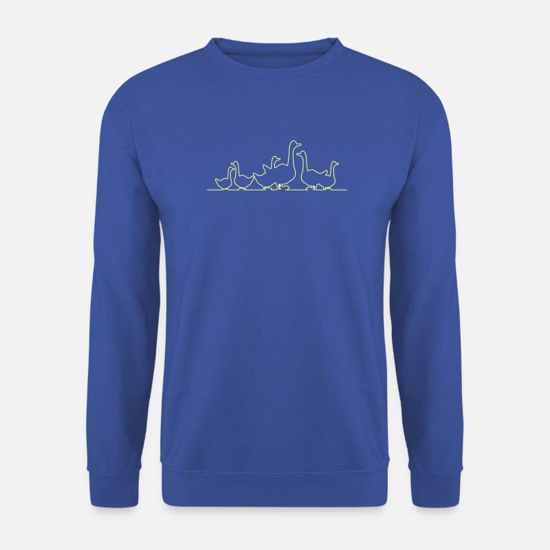 Entenfamilie Linienkunst Neon - Unisex Pullover - Royalblau