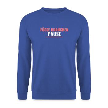 Füße brauchen Pause – Geschenk für Läufer - Unisex Pullover - Royalblau - Vorne - Alina (178cm) & Michal (187cm)