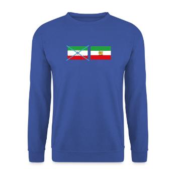 Zerschlagene Iran-Flaggen - Unisex Pullover - Royalblau - Vorne - Alina (178cm) & Michal (187cm)