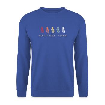 Baritonhorn Retro Brass Band Blechblasinstrument - Unisex Pullover - Royalblau - Vorne - Alina (178cm) & Michal (187cm)