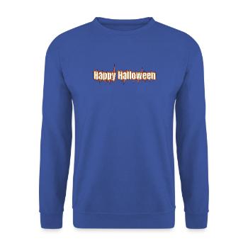 Fröhlicher Halloween-Schriftzug Grusel - Unisex Pullover - Royalblau - Vorne - Alina (178cm) & Michal (187cm)