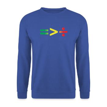 Juneteenth-Gleichheit ist größer als Spaltung - Unisex Pullover - Royalblau - Vorne - Alina (178cm) & Michal (187cm)
