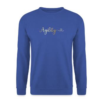 Agility goldener Schriftzug mit Herz - Unisex Pullover - Royalblau - Vorne - Alina (178cm) & Michal (187cm)