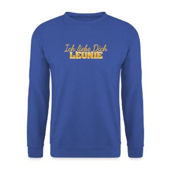 Leo - Unisex Pullover - Royalblau - Vorne - Alina (178cm) & Michal (187cm)