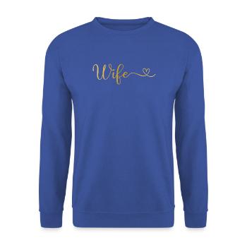 Ehefrau elegante goldene Typografie mit Herz - Unisex Pullover - Royalblau - Vorne - Alina (178cm) & Michal (187cm)