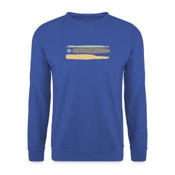 Streifen Ornament  - Unisex Pullover - Royalblau - Vorne - Alina (178cm) & Michal (187cm)