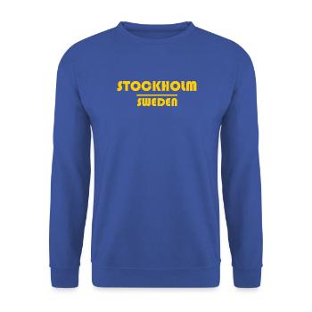 Stockholm, Schweden Fettblocktypografie - Unisex Pullover - Royalblau - Vorne - Alina (178cm) & Michal (187cm)