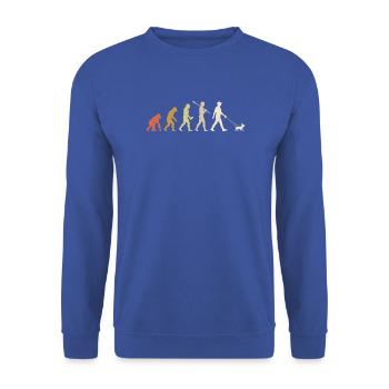 Chihuahua-Entwicklung Lustiges Chihuahua-Hundegeschenk - Unisex Pullover - Royalblau - Vorne - Alina (178cm) & Michal (187cm)