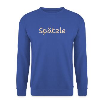 Spätzle - Unisex Pullover - Royalblau - Vorne - Alina (178cm) & Michal (187cm)