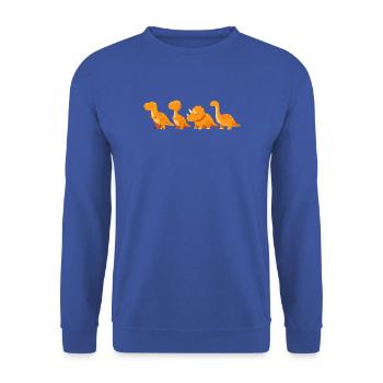 Süße Dino Chicken Nuggets Dinosaurier Motiv - Unisex Pullover - Royalblau - Vorne - Alina (178cm) & Michal (187cm)