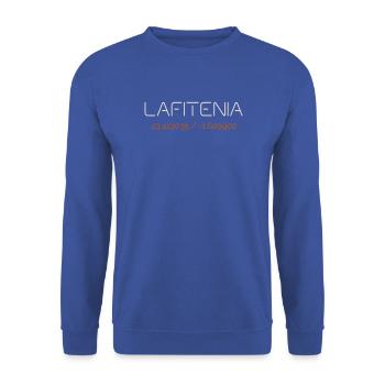 Lafitenia GPS Surfspot 43.4141°N Baskenland - Unisex Pullover - Royalblau - Vorne - Alina (178cm) & Michal (187cm)
