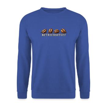 Kaffee Shirt Betriebsstoff - Unisex Pullover - Royalblau - Vorne - Alina (178cm) & Michal (187cm)