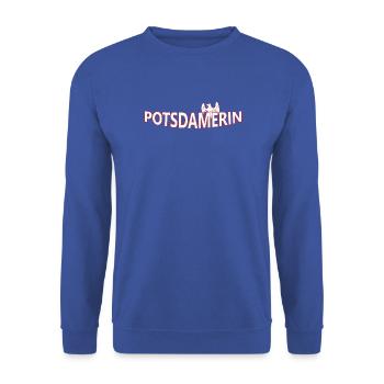 POTSDAMERIN - Unisex Pullover - Royalblau - Vorne - Alina (178cm) & Michal (187cm)