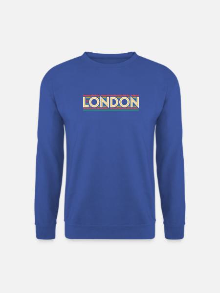 LONDON Retro-Neon auf farbigen Streifen - Unisex Pullover - Royalblau