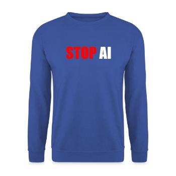 Stop ai - Unisex Pullover - Royalblau - Vorne - Alina (178cm) & Michal (187cm)