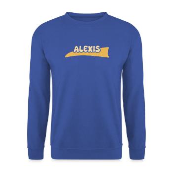 Geschenk für Alexis - Unisex Pullover - Royalblau - Vorne - Alina (178cm) & Michal (187cm)