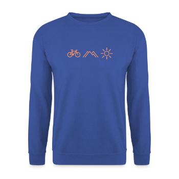 Fahrrad Berge Sonne - Unisex Pullover - Royalblau - Vorne - Alina (178cm) & Michal (187cm)