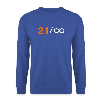 Bitcoin digitales Geld Wertanlage finanzielle Frei - Unisex Pullover - Royalblau - Vorne - Alina (178cm) & Michal (187cm)