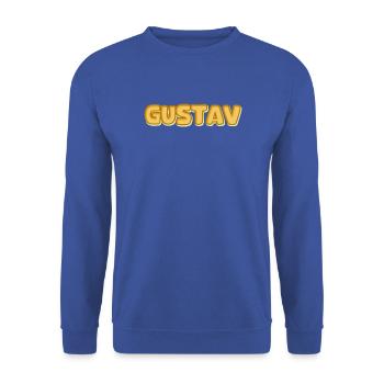 Geschenk für Gustav - Unisex Pullover - Royalblau - Vorne - Alina (178cm) & Michal (187cm)