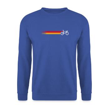 Sunset Stripes Fahrrad-Silhouette - Unisex Pullover - Royalblau - Vorne - Alina (178cm) & Michal (187cm)