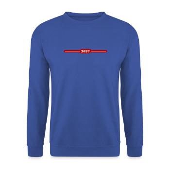 2027 Jahreszahl Balken Rot - Unisex Pullover - Royalblau - Vorne - Alina (178cm) & Michal (187cm)