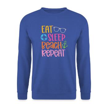Eat Sleep Beach Repeat - Unisex Pullover - Royalblau - Vorne - Alina (178cm) & Michal (187cm)