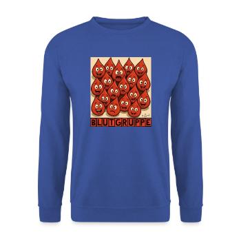 Blutgruppe by Rico Beck - Unisex Pullover - Royalblau - Vorne - Alina (178cm) & Michal (187cm)