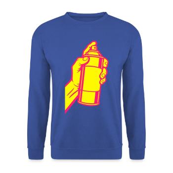 Graffiti Spraydose Pop-Art - Unisex Pullover - Royalblau - Vorne - Alina (178cm) & Michal (187cm)