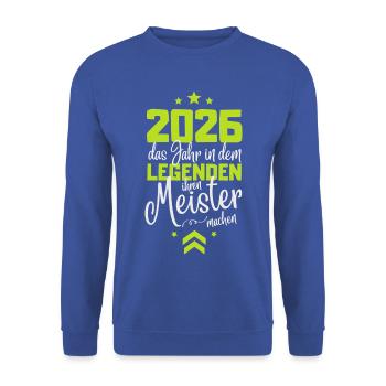 Examen de Maître 2026 Les Légendes Font leur Maître - Sweat-shirt Unisexe - bleu royal - Devant - Alina (178cm) & Michal (187cm)