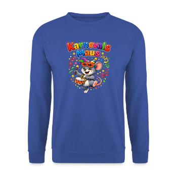 Karnevalsmaus Süßes Faschings-Motiv Geschenkidee - Unisex Pullover - Royalblau - Vorne - Alina (178cm) & Michal (187cm)