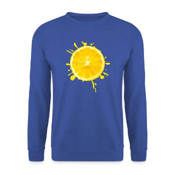 Zitrus-Splash Gelb - Unisex Pullover - Royalblau - Vorne - Alina (178cm) & Michal (187cm)