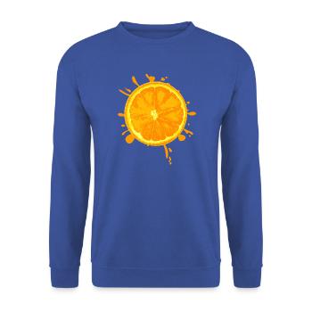 Orangenscheibe Spritzer Design - Unisex Pullover - Royalblau - Vorne - Alina (178cm) & Michal (187cm)