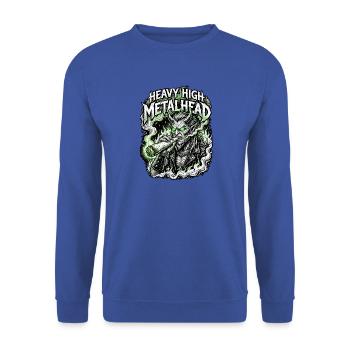 Heavy Metal Cannabis Dämon - Unisex Pullover - Royalblau - Vorne - Alina (178cm) & Michal (187cm)