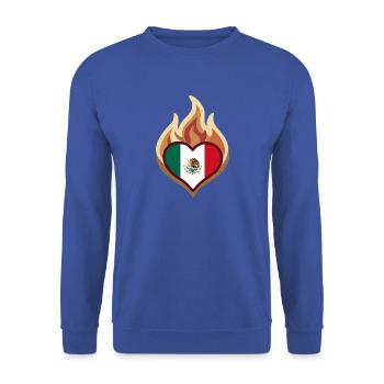 Flammenherz Mexikoflagge - Unisex Pullover - Royalblau - Vorne - Alina (178cm) & Michal (187cm)