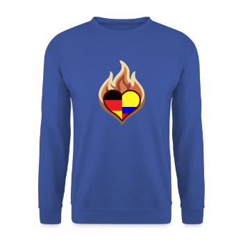Herzflamme Deutschland Kolumbien - Unisex Pullover - Royalblau - Vorne - Alina (178cm) & Michal (187cm)