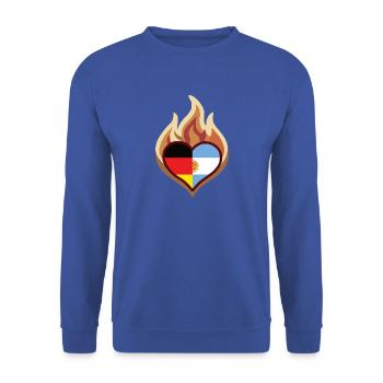 Flammendes Deutschland Argentinien Herz - Unisex Pullover - Royalblau - Vorne - Alina (178cm) & Michal (187cm)