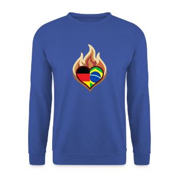 Flammenherz Deutschland Brasilien - Unisex Pullover - Royalblau - Vorne - Alina (178cm) & Michal (187cm)