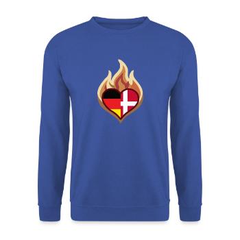 Flammendes Herz Deutschland-Dänemark - Unisex Pullover - Royalblau - Vorne - Alina (178cm) & Michal (187cm)