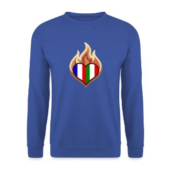 Flammendes Trikoloreherz Frankreich und Italien - Unisex Pullover - Royalblau - Vorne - Alina (178cm) & Michal (187cm)