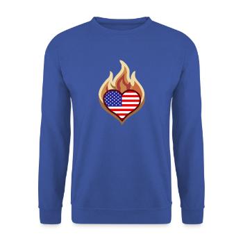 Flammenherz USA Flagge - Unisex Pullover - Royalblau - Vorne - Alina (178cm) & Michal (187cm)