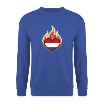 Flammenherz Niederlande Flagge - Unisex Pullover - Royalblau - Vorne - Alina (178cm) & Michal (187cm)
