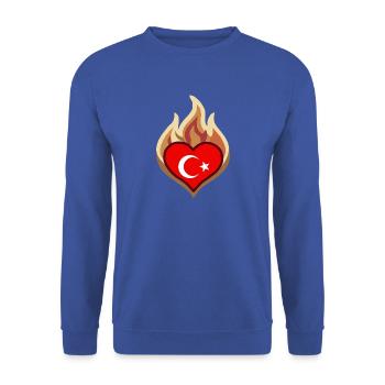 Flammenherz Türkei Flagge - Unisex Pullover - Royalblau - Vorne - Alina (178cm) & Michal (187cm)