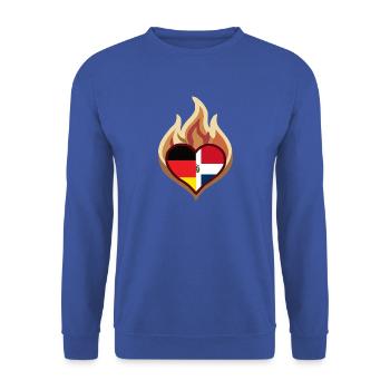 German Dominican Heart on Fire - Unisex Pullover - Royalblau - Vorne - Alina (178cm) & Michal (187cm)