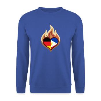 Herz in Flammen: Deutschland Philippinen - Unisex Pullover - Royalblau - Vorne - Alina (178cm) & Michal (187cm)