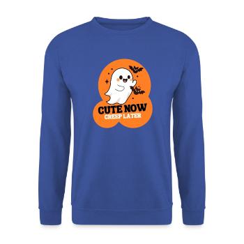 Cute Now Creep Later Halloween Shirt – Süßer Geist - Unisex Pullover - Royalblau - Vorne - Alina (178cm) & Michal (187cm)