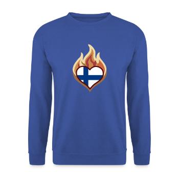 Flammenherz Finnland - Unisex Pullover - Royalblau - Vorne - Alina (178cm) & Michal (187cm)