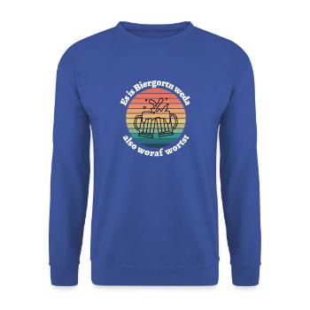 Biergordn weda- bayerischer Spruch - Unisex Pullover - Royalblau - Vorne - Alina (178cm) & Michal (187cm)