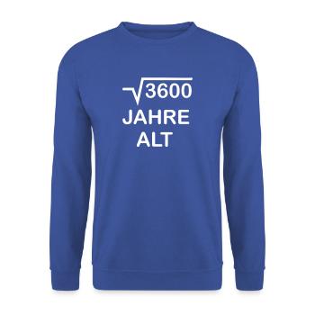 60. Geburtstag - 60 Jahre alt - Unisex Pullover - Royalblau - Vorne - Alina (178cm) & Michal (187cm)
