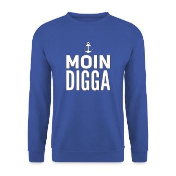 Moin Digga Hamburg - Unisex Pullover - Royalblau - Vorne - Alina (178cm) & Michal (187cm)