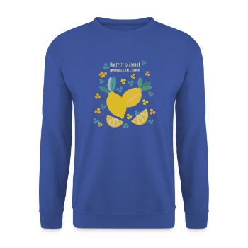 Zeste d‘amour - Sweat-shirt Unisexe - bleu royal - Devant - Alina (178cm) & Michal (187cm)